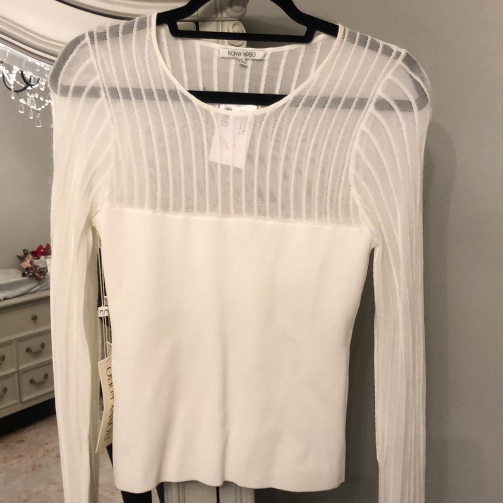 Sheer long sleeve white Ronny kobo top